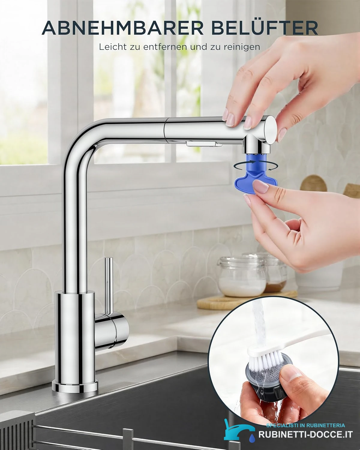 Low-Pressure Kitchen Tap, Single Lever Hot and Cold Water Tap, Tap with 3 Connections for Boilers, Suitable for Boilers and Under-Sink Boilers, Mat Zwart