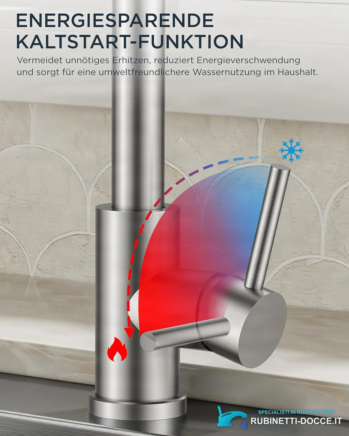 Low-Pressure Kitchen Tap, Single Lever Hot and Cold Water Tap, Tap with 3 Connections for Boilers, Suitable for Boilers and Under-Sink Boilers, Mat Zwart