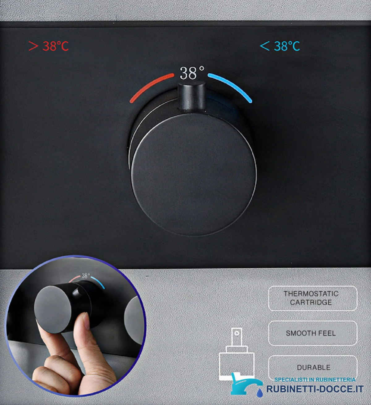 Sistema doccia da incasso ELITE EDITION BCS1499-1 termostatico con LED e cascata, in diverse finiture tra cui oro spazzolato e nero opaco