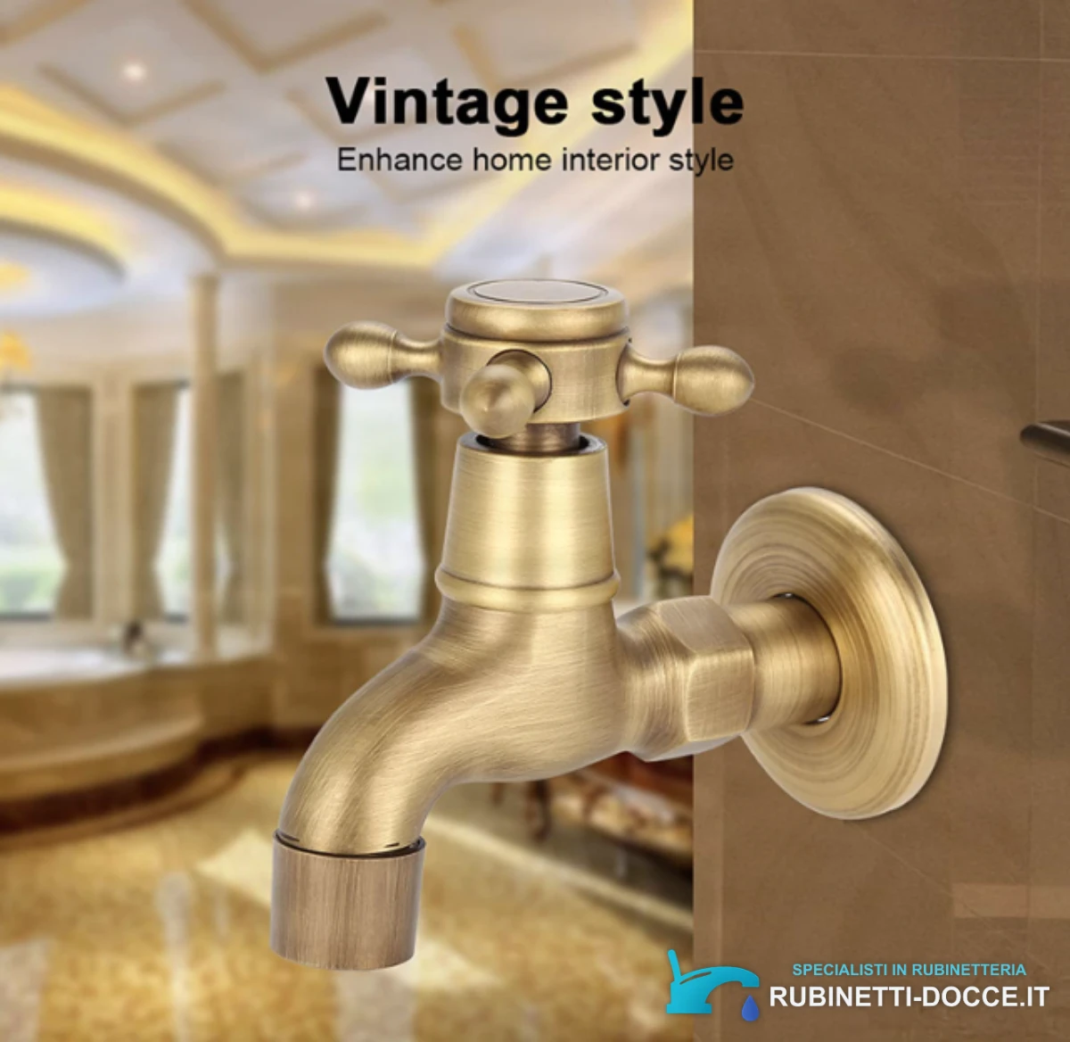 Rubinetto da parete per bagno EYN CW1530 in ottone, più finiture e lunghezze da 9,5 o 12,5 cm
