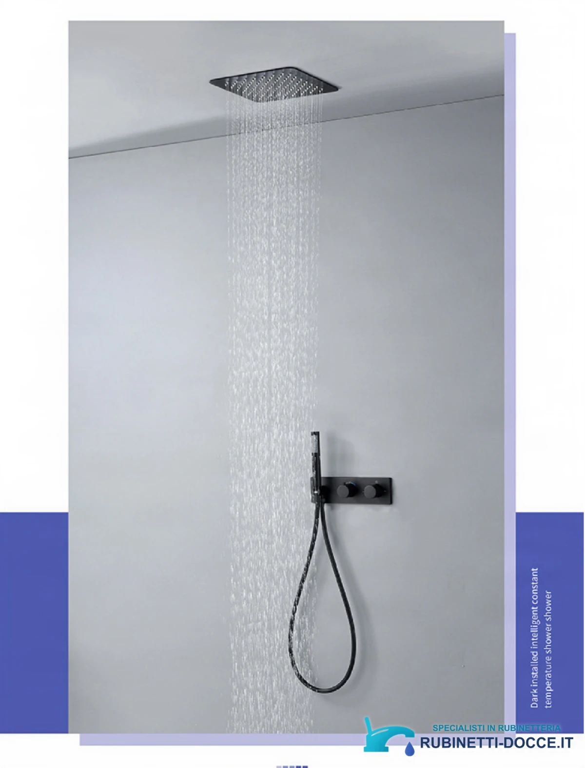 Sistema doccia a incasso ELITE EDITION BCS1499-1 in uso, finitura grigio canna di fucile