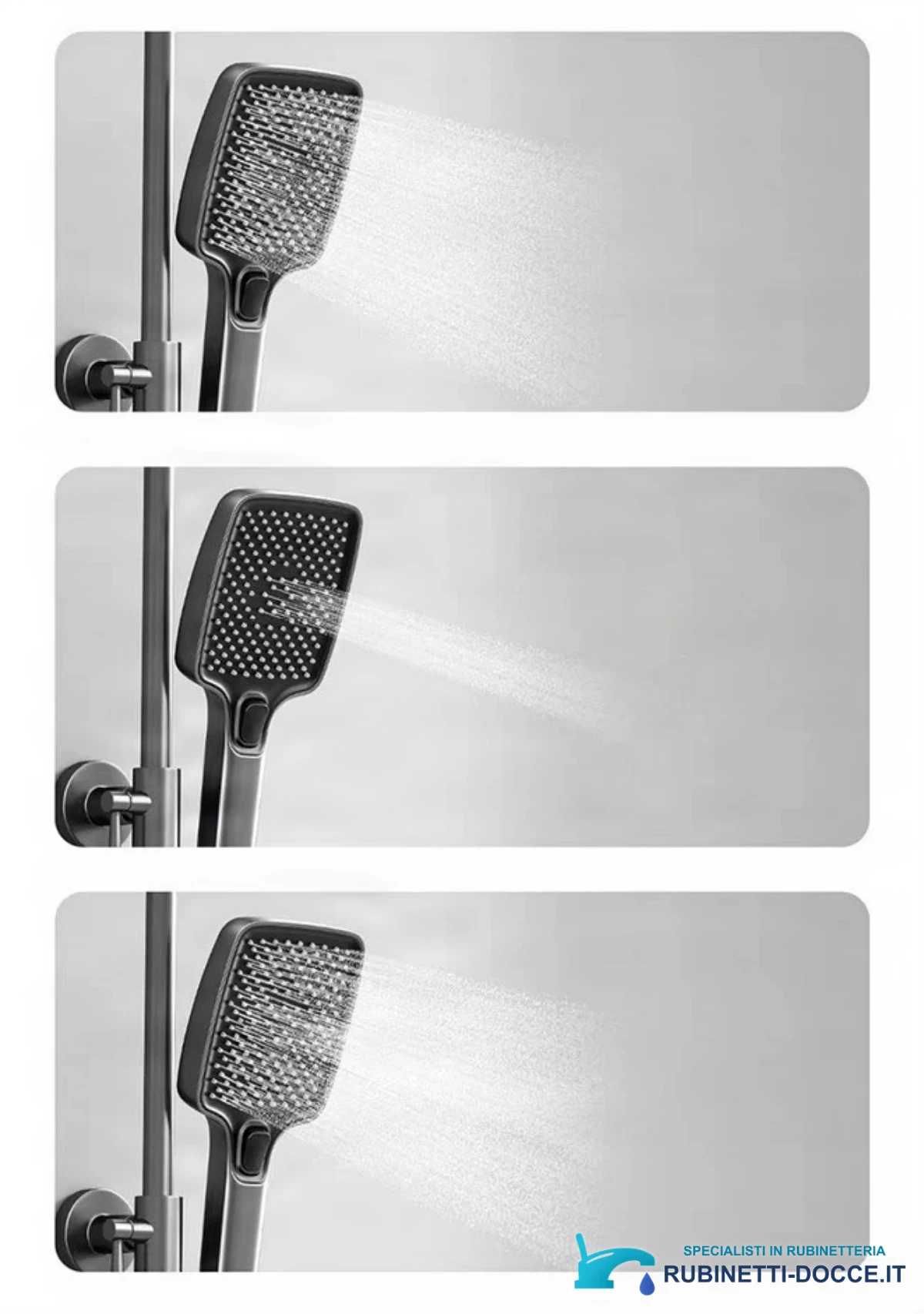 Sistema doccia a parete ELITE EDITION BSE1307 con LED, getti massaggianti, cascata e finiture in più colori