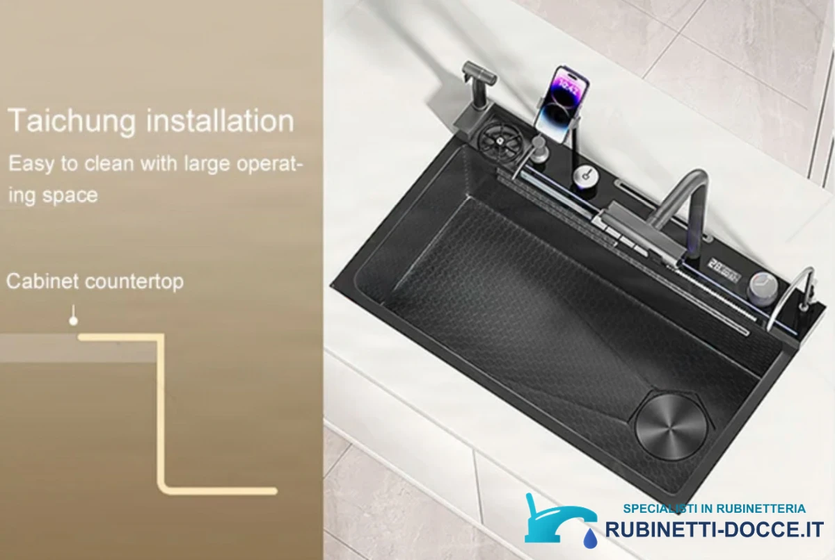 Rubinetto da cucina ELITE EDITION KS2299 multifunzione con doccetta estraibile, getto a cascata e LED, in più finiture