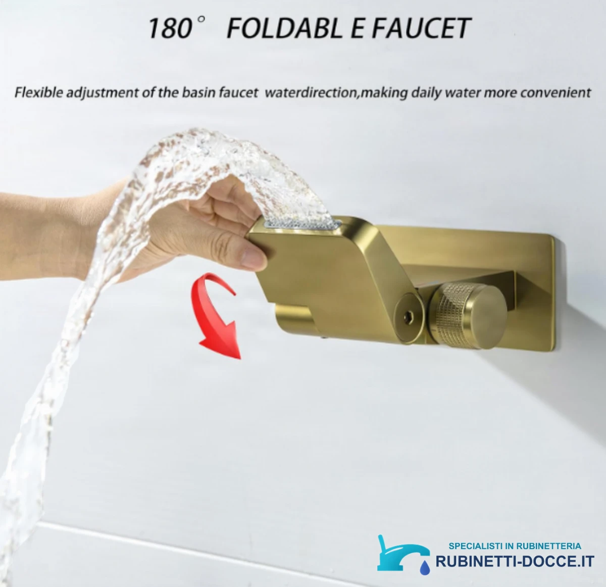 Rubinetto da parete ELITE EDITION BSW1500 con display della temperatura e bocca a cascata girevole a 180°, in più finiture
