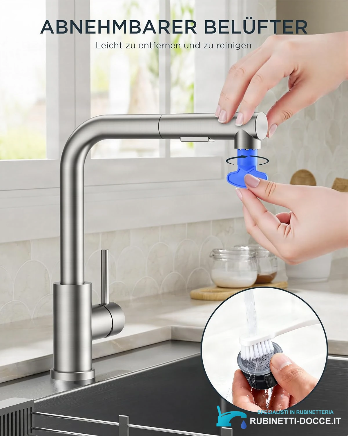 Low-Pressure Kitchen Tap, Single Lever Hot and Cold Water Tap, Tap with 3 Connections for Boilers, Suitable for Boilers and Under-Sink Boilers, Mat Zwart