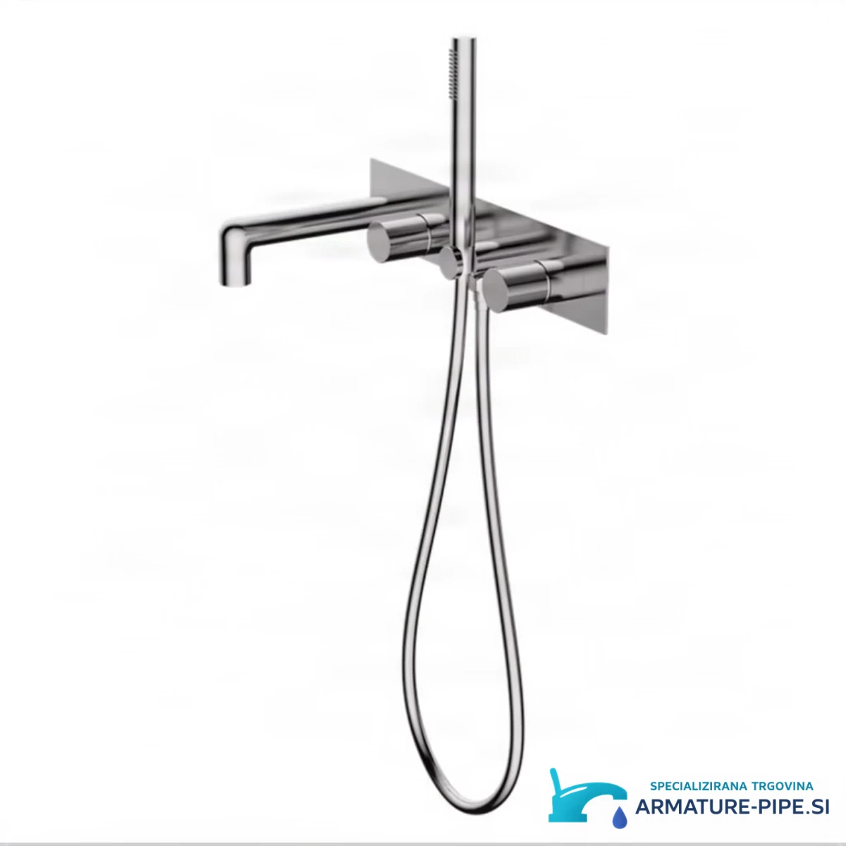 Brushed Silver Nickel Gun Gray Concealed Embedded Wall ELITE EDITION BSC1723 — celoten komplet v kromu