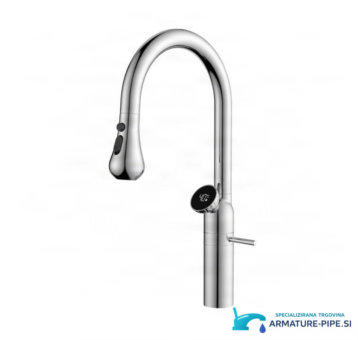 Kuhinjska armatura ELITE EDITION KF1694 — kromirana različica z digitalnim prikazovalnikom