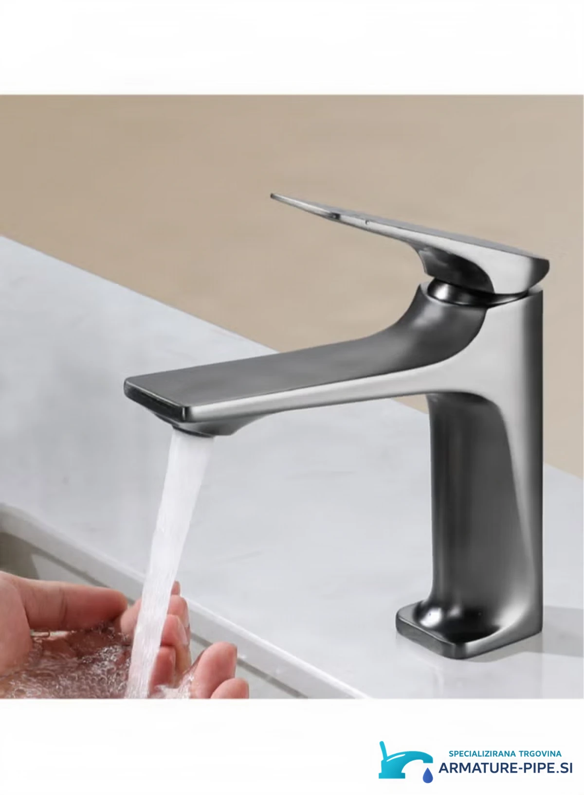 Enoročna armatura za umivalnik ELITE EDITION BS2150 v sivi kovinski izvedbi