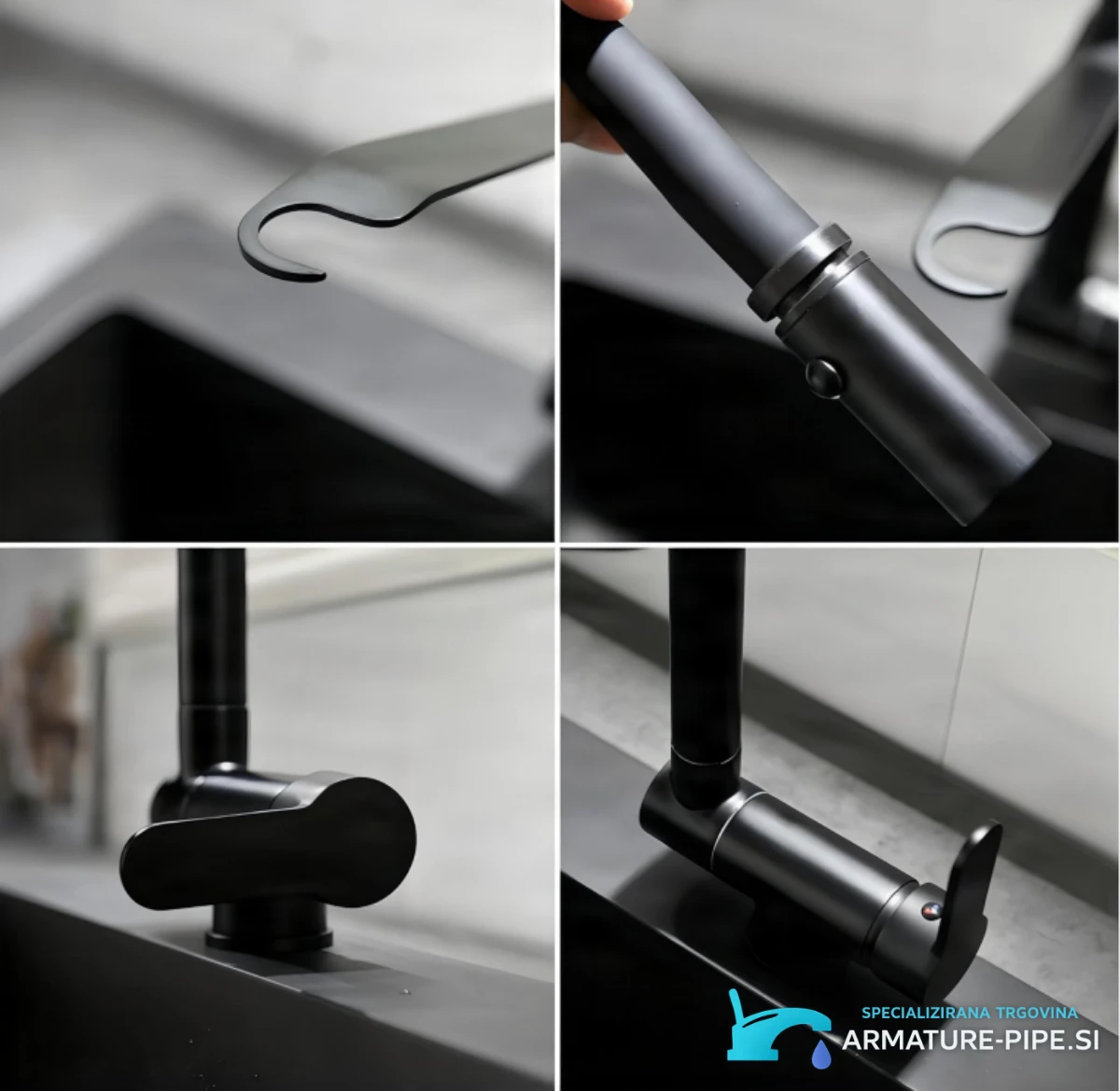 Detail sklápění, sprchové hlavice a páky baterie ELITE EDITION KW1202