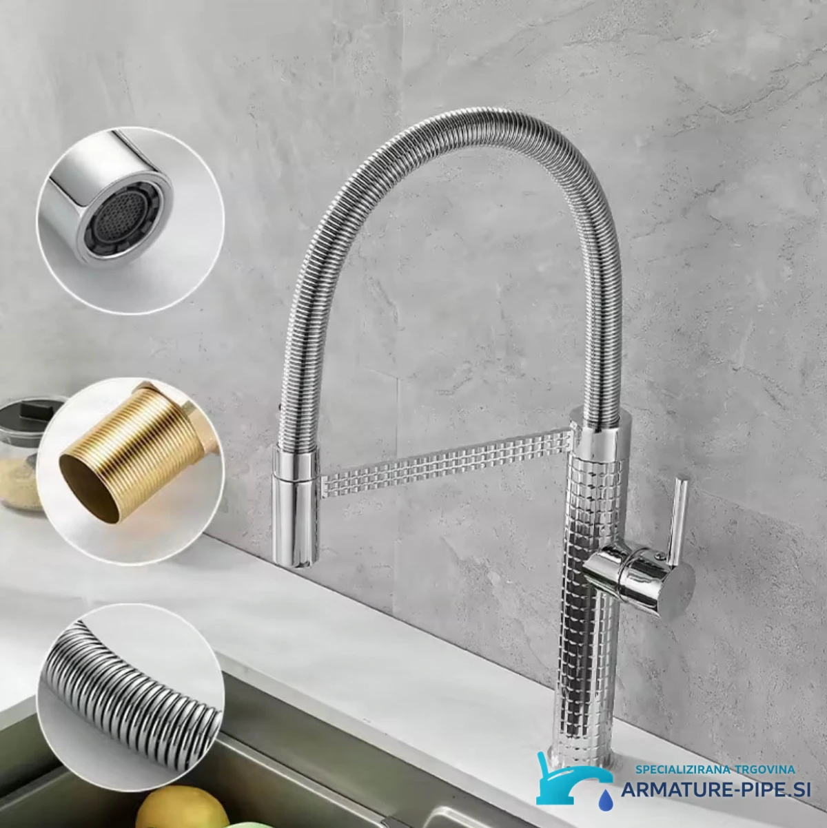 Elegantní kuchyňská baterie KS1220 v lesklém chromu