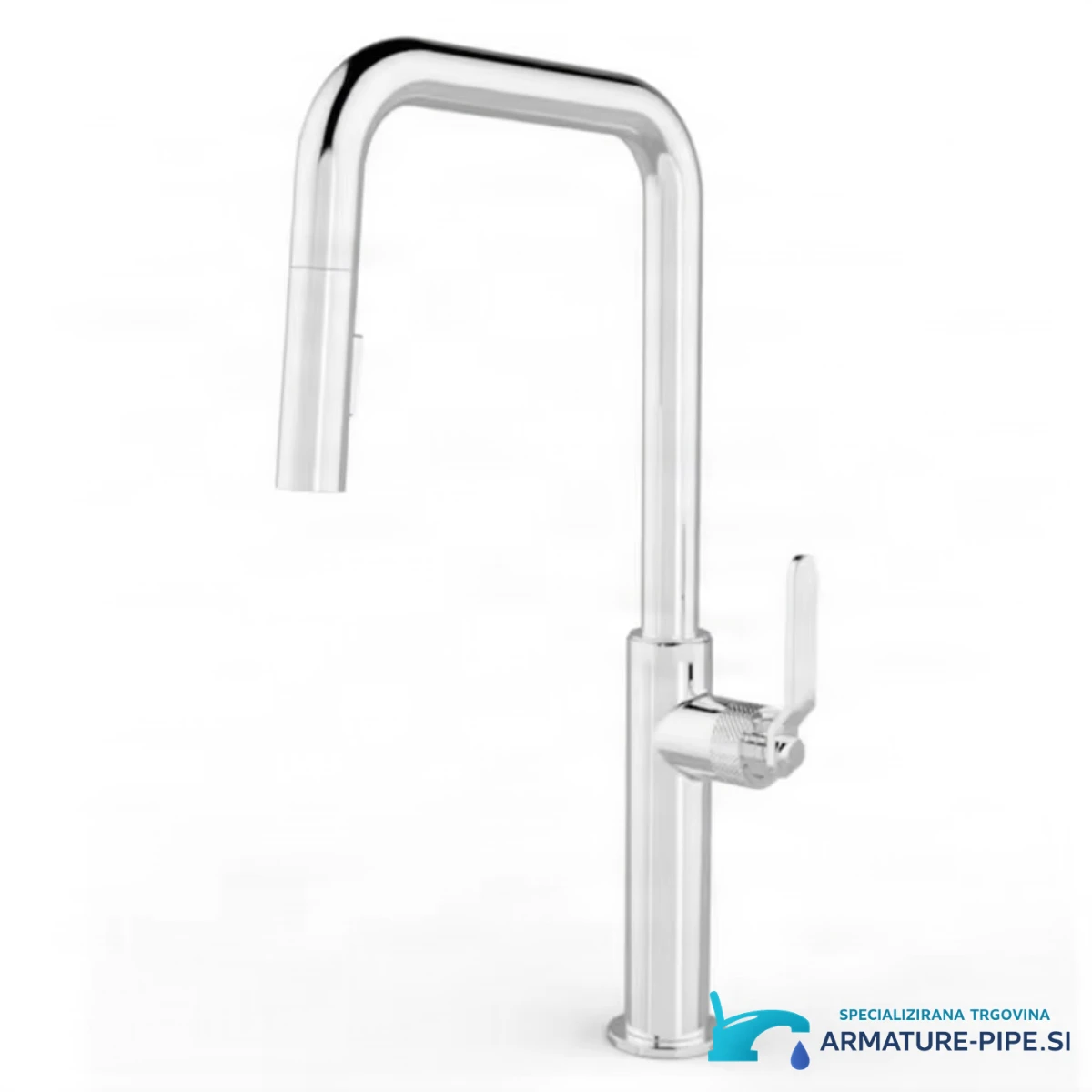 Izvlečna kuhinjska armatura ELITE EDITION KF1692 — kromirana izvedba z visokim izlivom