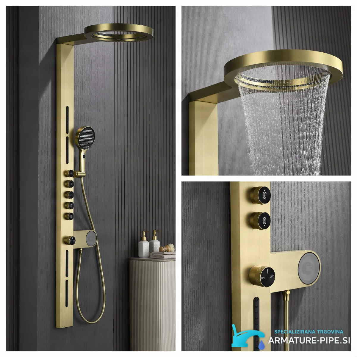 Detajl okrogle zgornje prhe Bathroom Brass Digital ELITE EDITION BSW1726