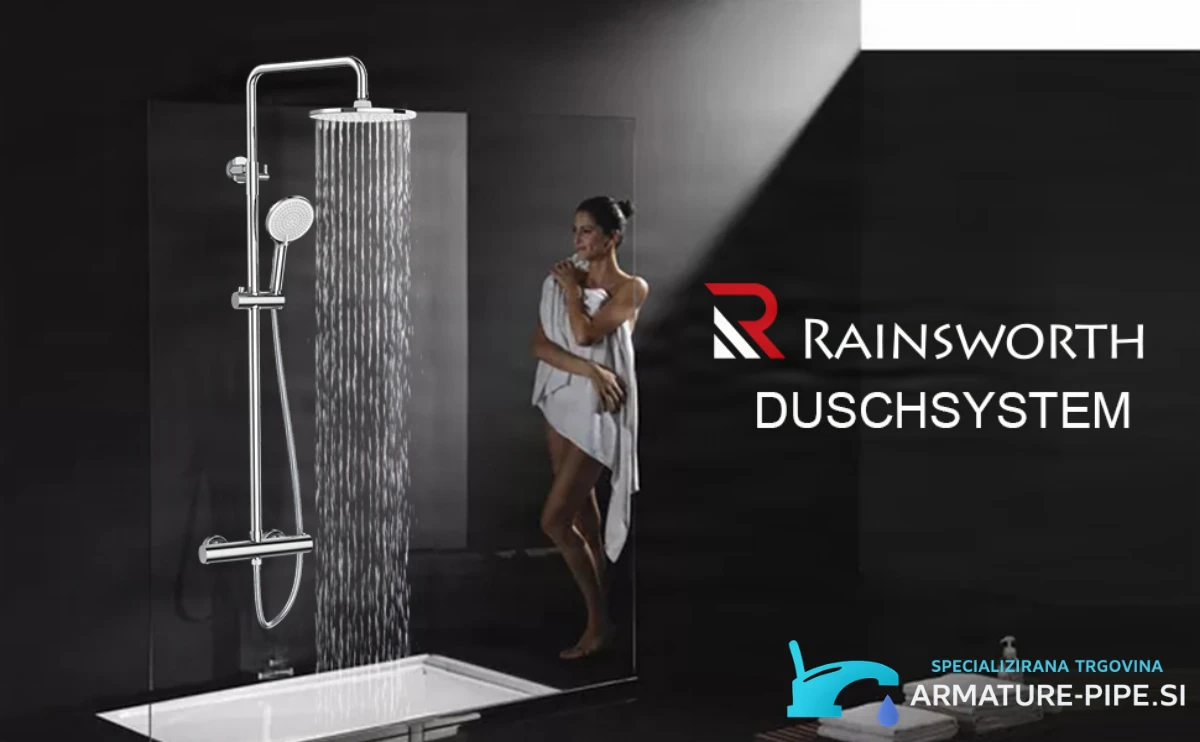 Sprchový systém Rainsworth ELITE EDITION BSE1603 v moderním tmavém sprchovém koutě