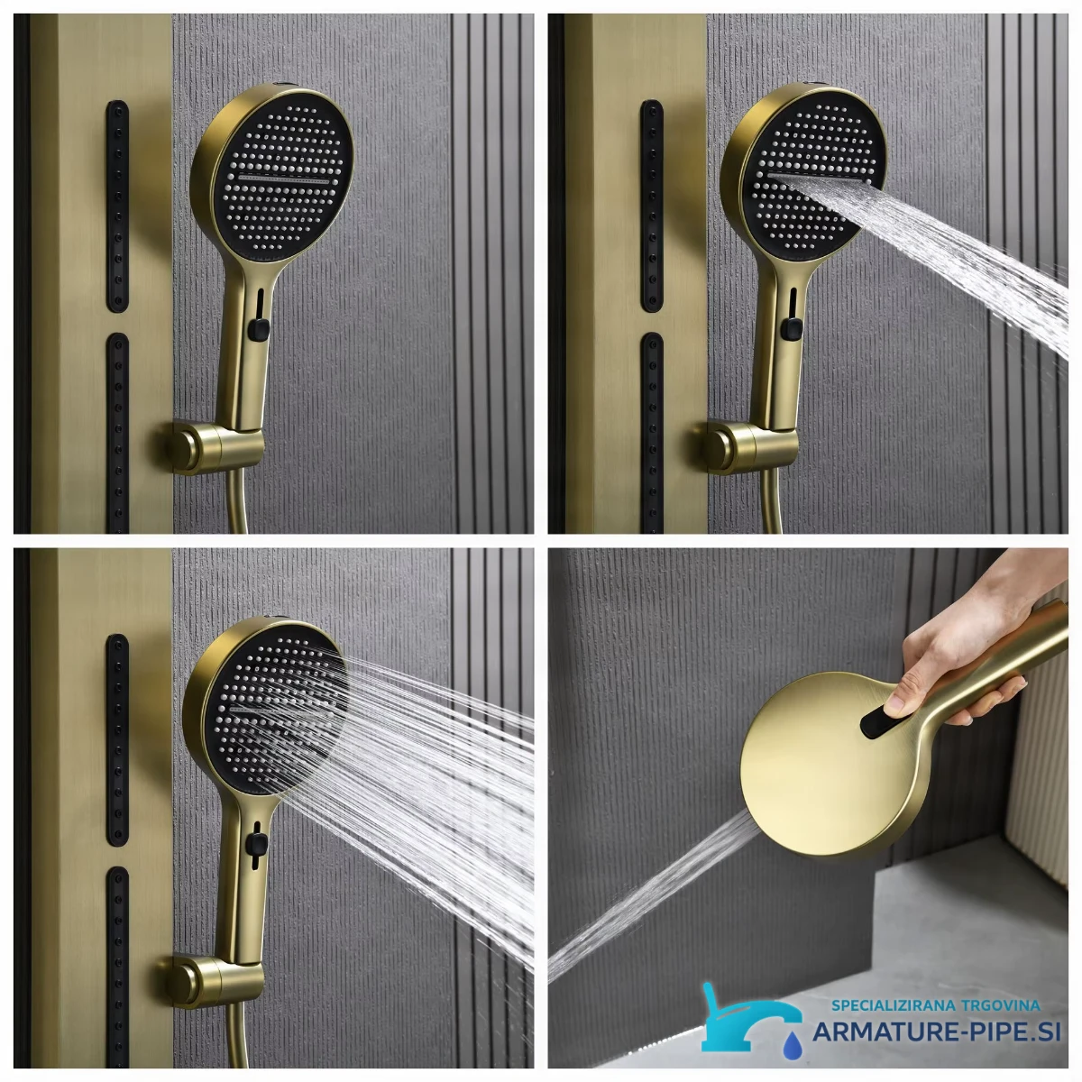 Detajl ročne prhe Bathroom Brass Digital ELITE EDITION BSW1726