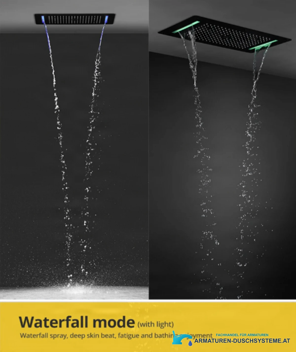 Unterputz-Duschsystem BCS1557 — seitlicher Wasserfallmodus mit Licht