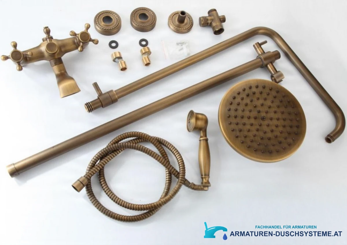 Duschsystem im Antikstil NSB76437 mit antikem Messingfinish