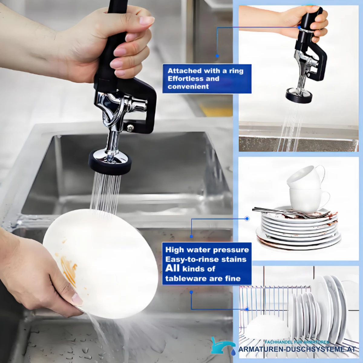 Funktionen der Küchenarmatur PRO2189: Handbrause für kräftiges Abspülen