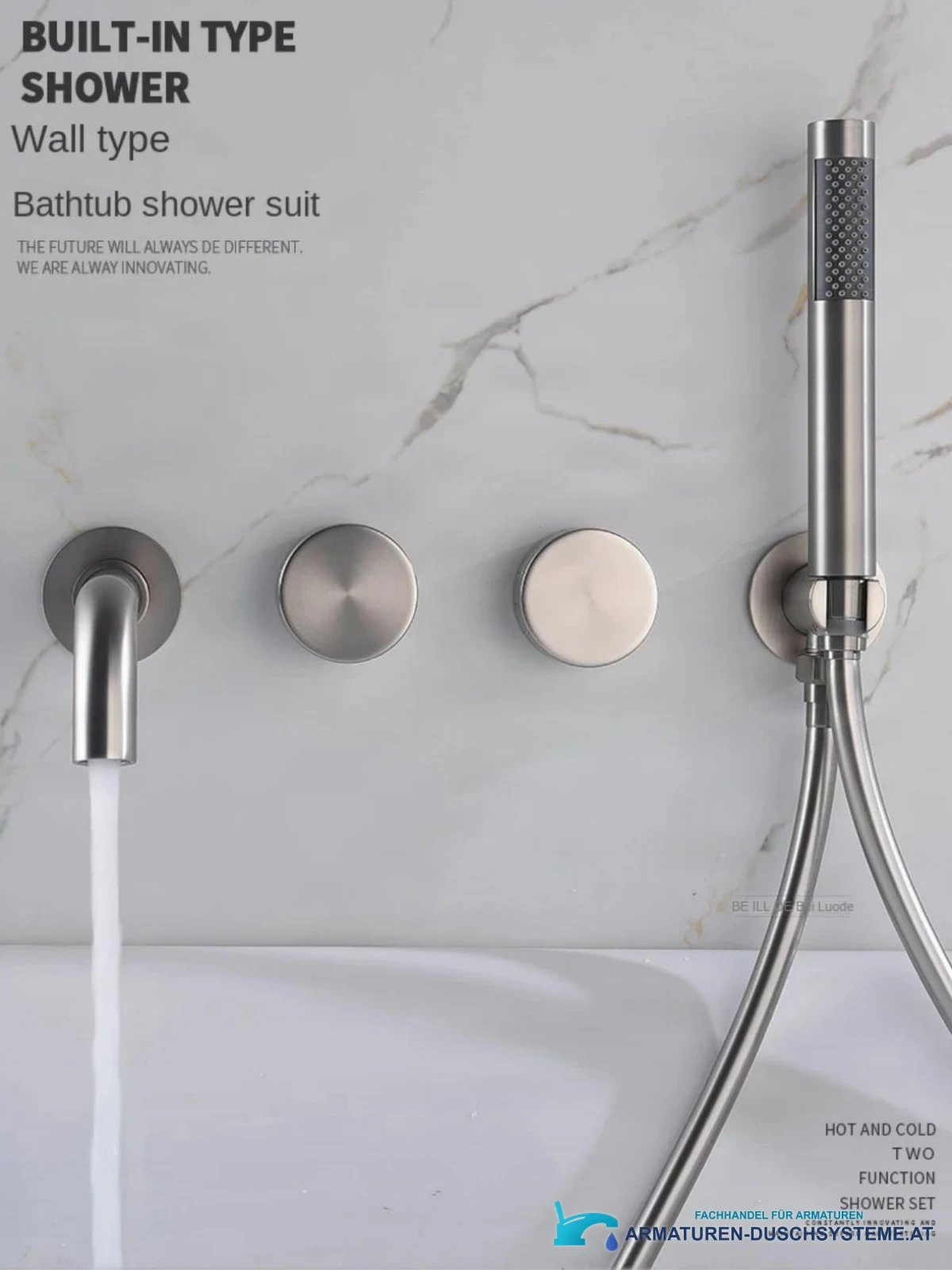 Luxuriöse Unterputz-Badewannenarmatur BBTC1658 in gebürstetem Silber