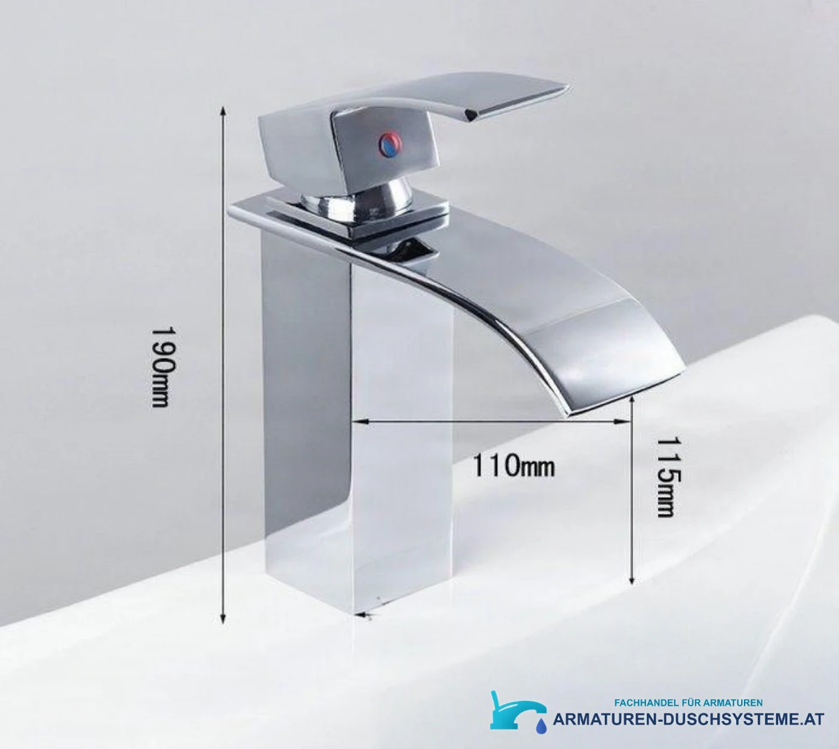 Waschtischarmatur EYN103 mit Wasserfallauslauf in Chrom