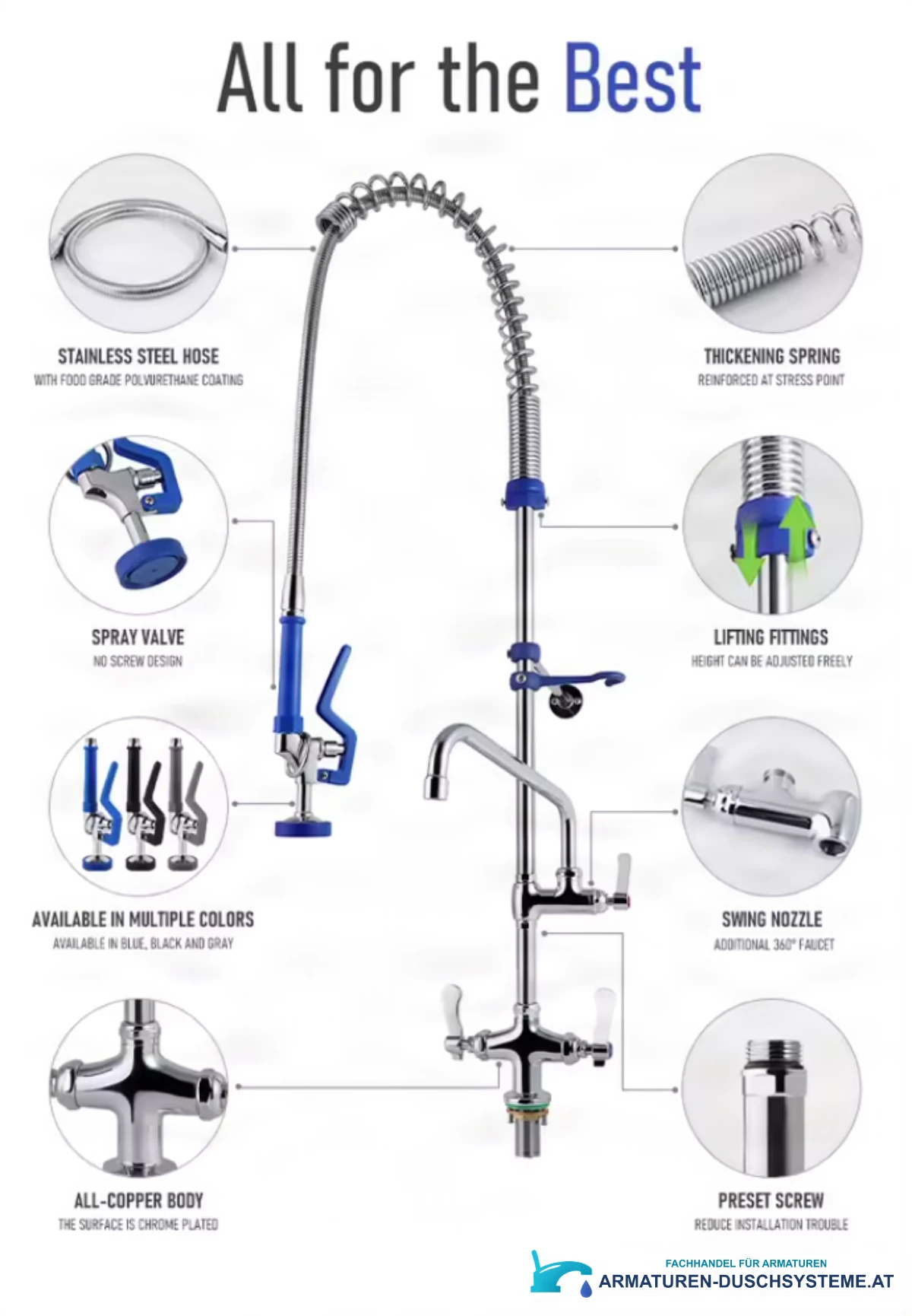 Professionelle Küchenarmatur für Spülküchen ELITE EDITION PRO2189 in Chrom