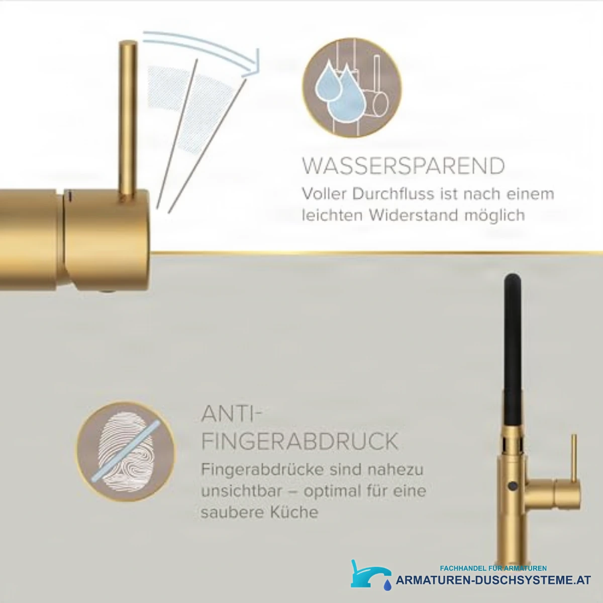 Eigenschaften der Küchenarmatur ELITE EDITION KF1445: Hebelsteuerung und matte Oberfläche