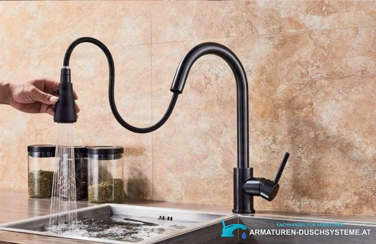Ausziehbare Küchenarmatur BI1410 mit flexiblem Schlauch und Handbrause