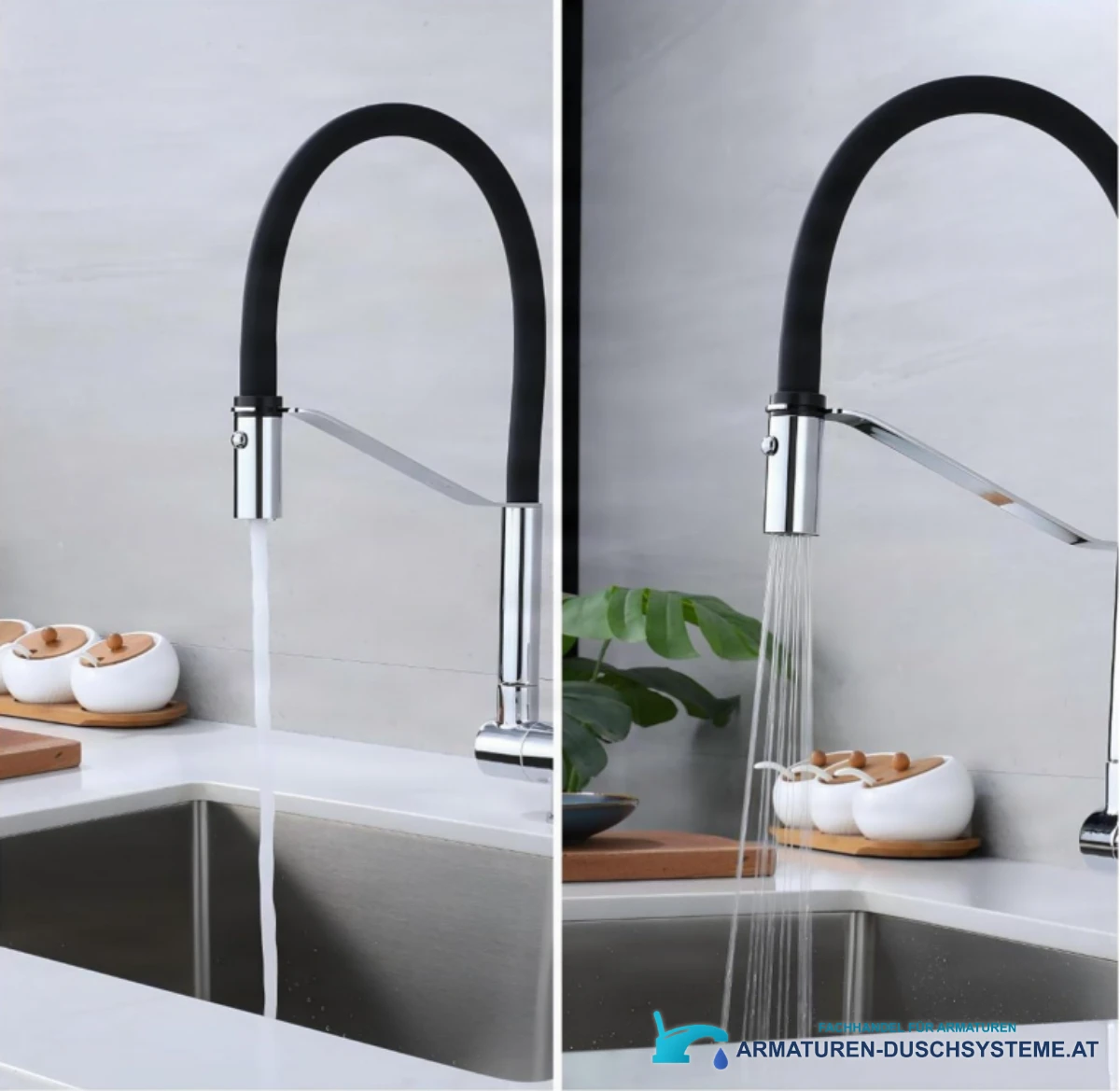 Küchenarmatur ELITE EDITION KW1202 mit flexiblem Auslauf und zwei Strahlarten