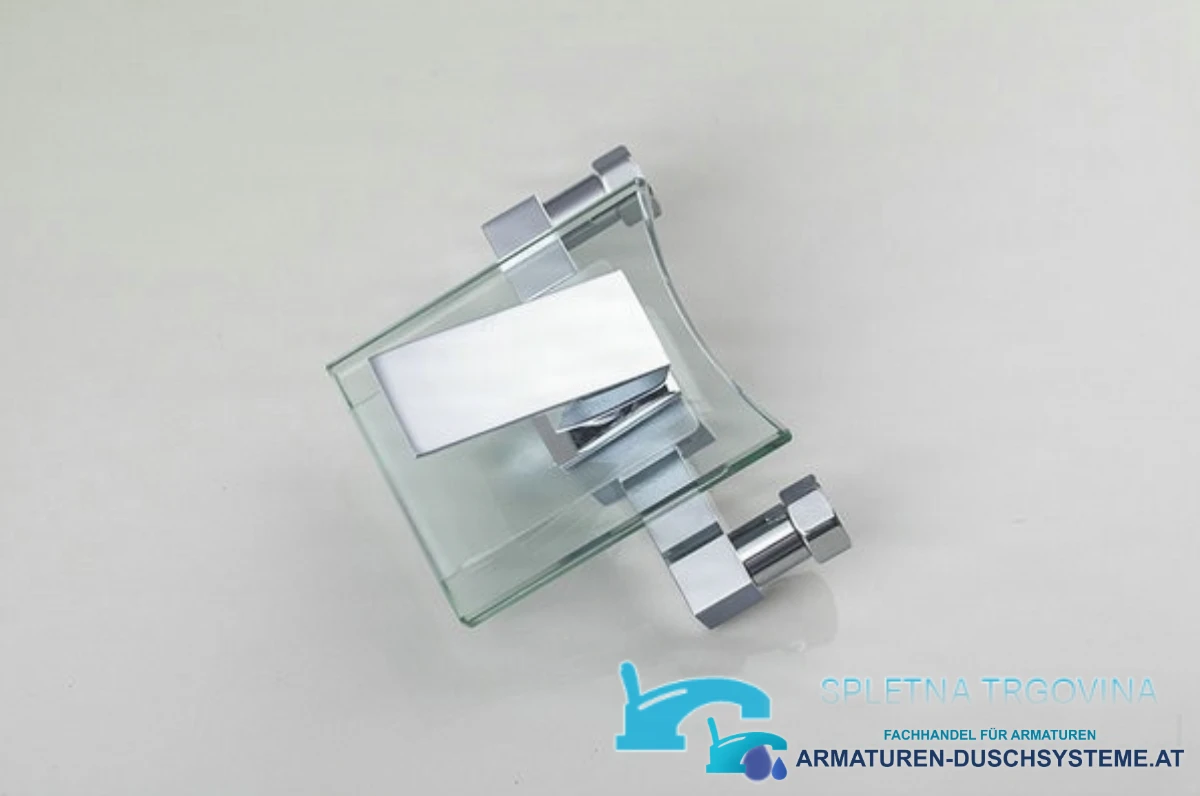 Glas-Wandarmatur für die Badewanne mit Wasserfallauslauf SK9024 in glänzendem Chrom