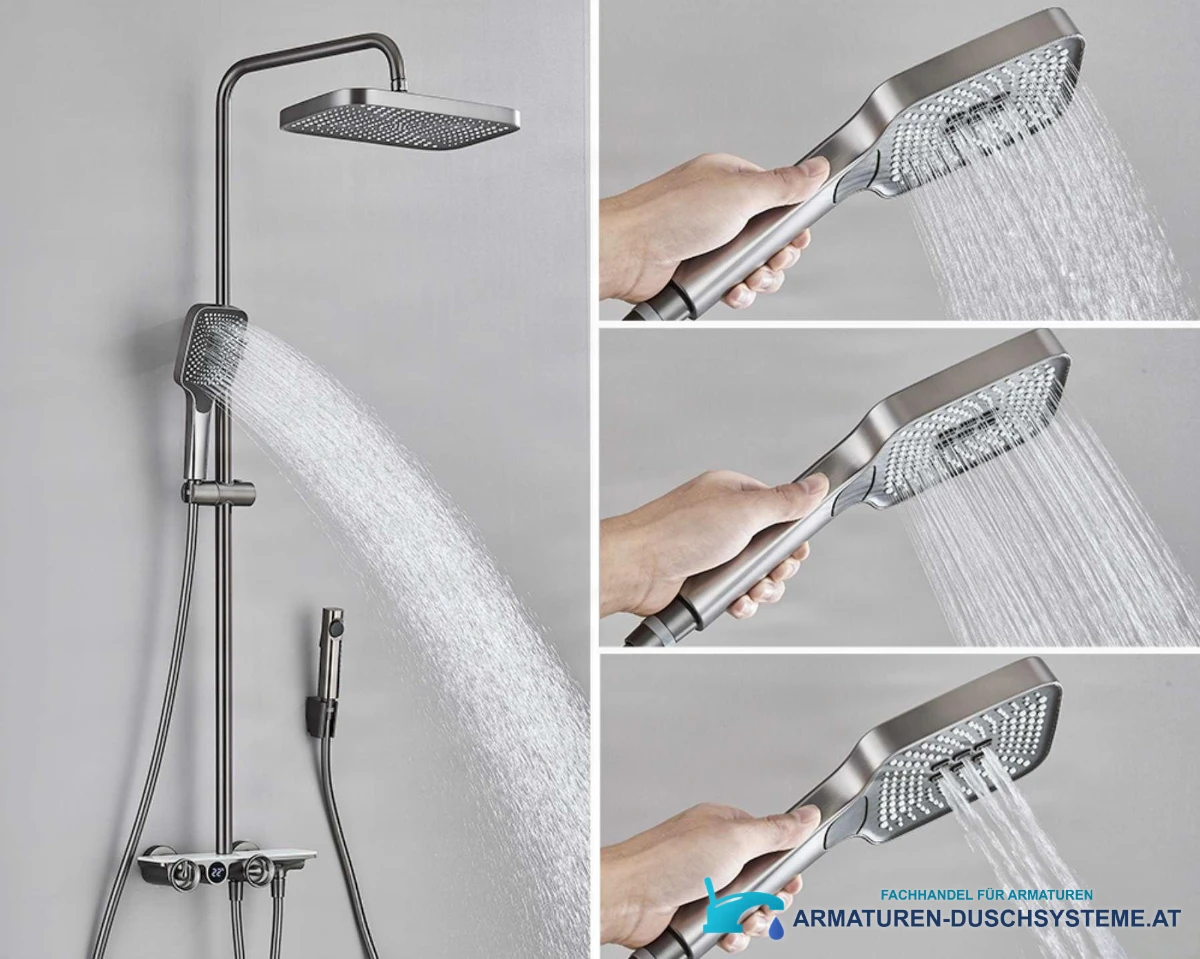 Spezifikationen des thermostatischen digitalen Duschsets ELT1104: Strahlarten der Handbrause
