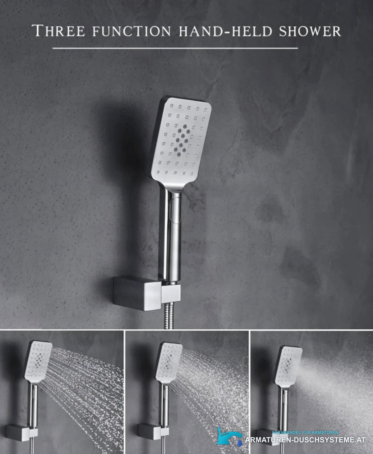Funktionen des Duschsystems ELITE EDITION BSE1419: Handbrause mit drei Strahlarten