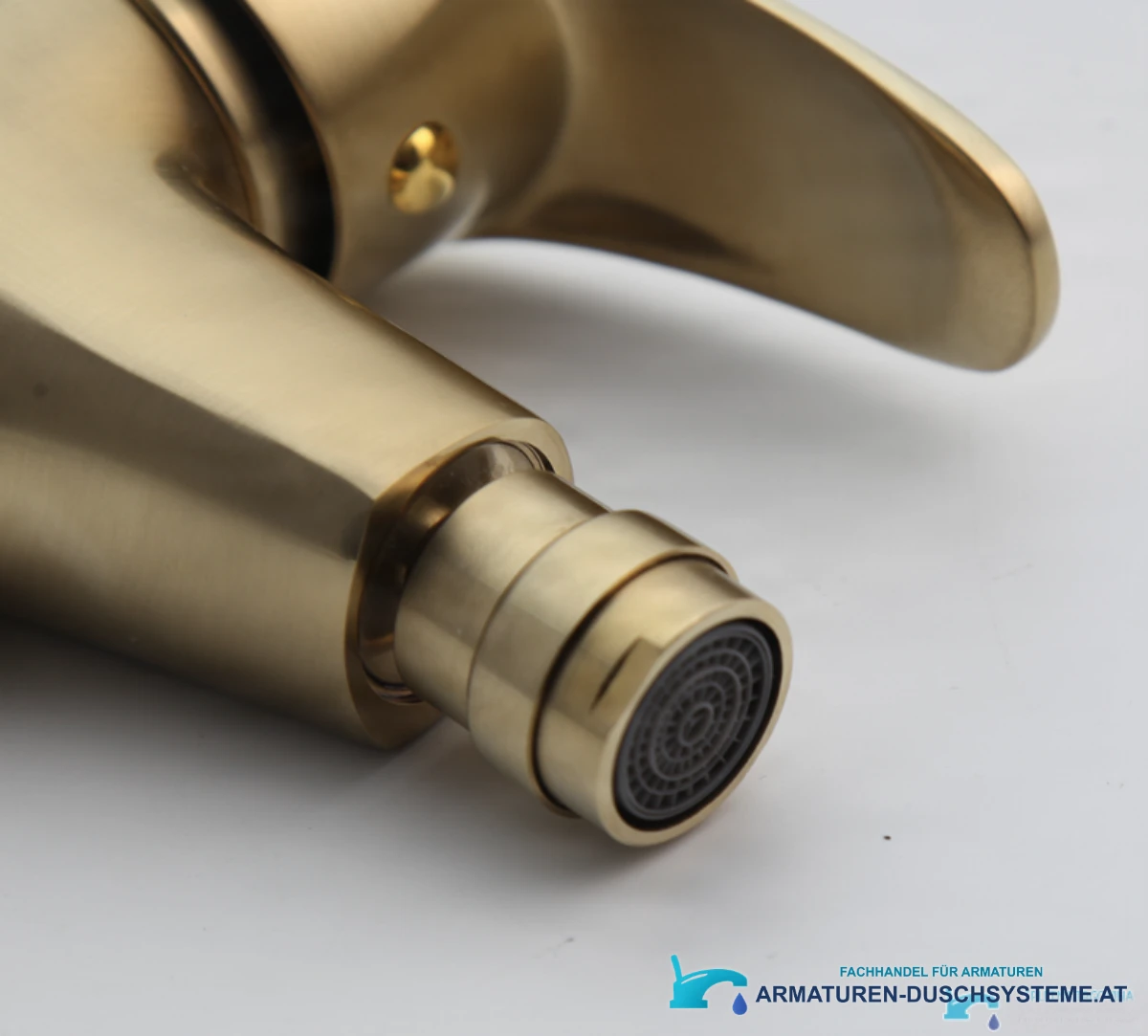 Detail des Strahlreglers der goldfarbenen Bidetarmatur BBG0953