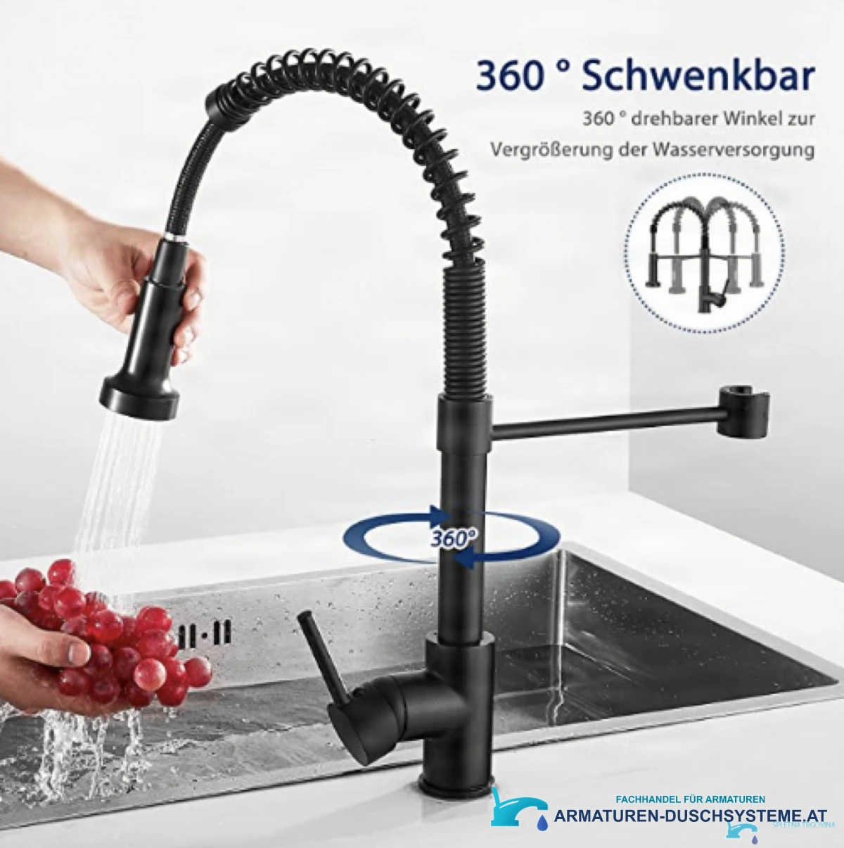 Niederdruck-Küchenarmatur für Warmwasserspeicher NT1437 in Mattschwarz
