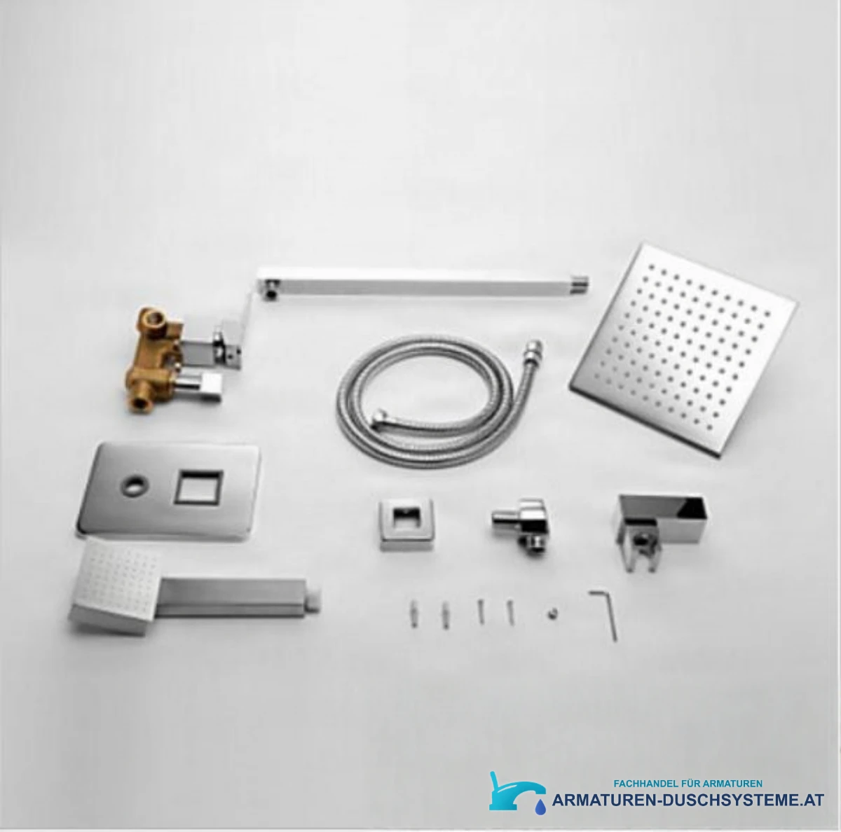 LED-Unterputz-Duschsystem woo-2436 mit Kopfbrause, Handbrause und Armatur