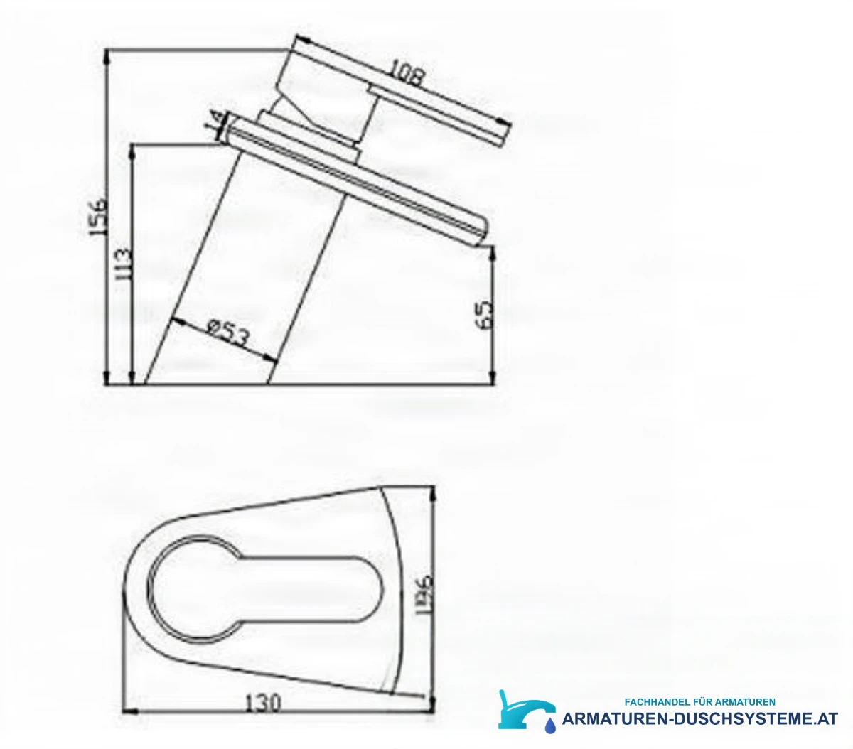 Technische Zeichnung der Waschtischarmatur EYN 0359 (156 × 130 × 96 mm)