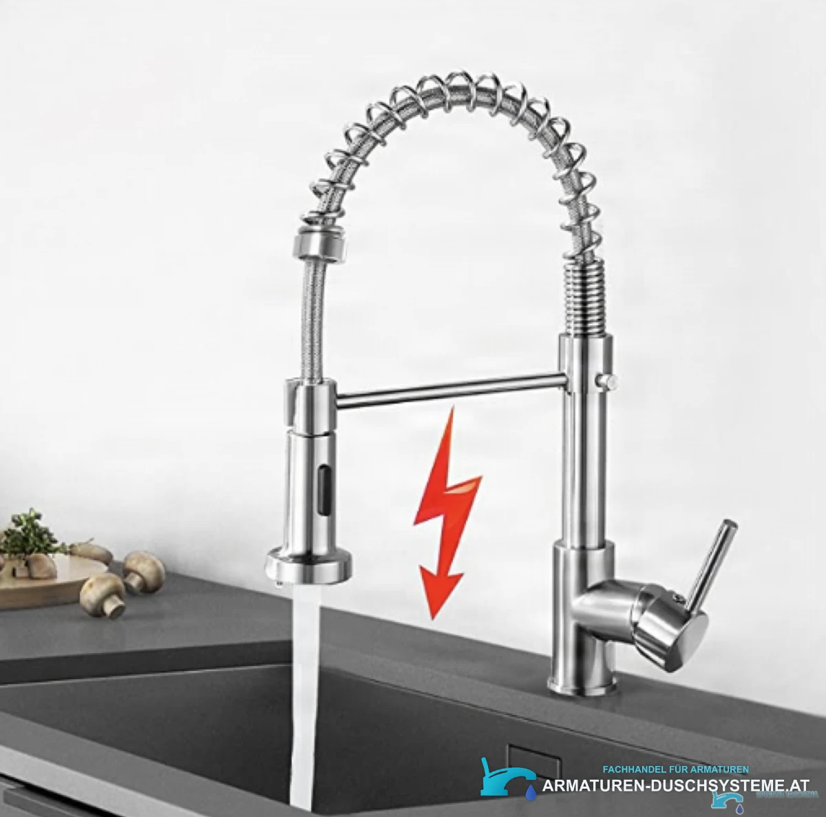 Niederdruck-Küchenarmatur für Warmwasserspeicher NT1437 in glänzendem Chrom