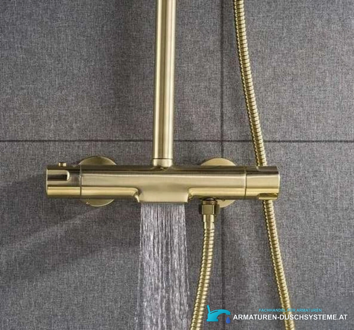 Goldfarbenes Aufputz-Duschsystem GT2251 in gebürsteter Optik