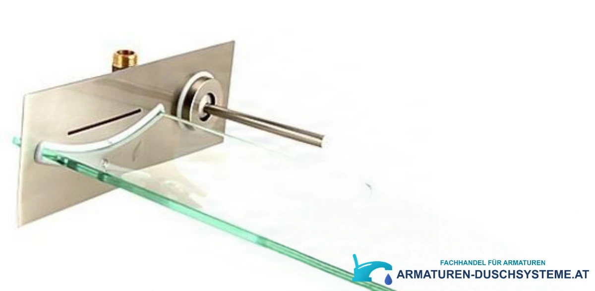Waschbeckenarmatur aus Glas EYN 0359 — Gesamtansicht mit Bedienhebel