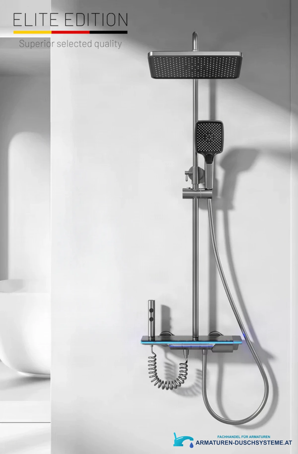 Aufputz-Duschsystem der neuen Generation BSE1307 in gebürstetem Silber