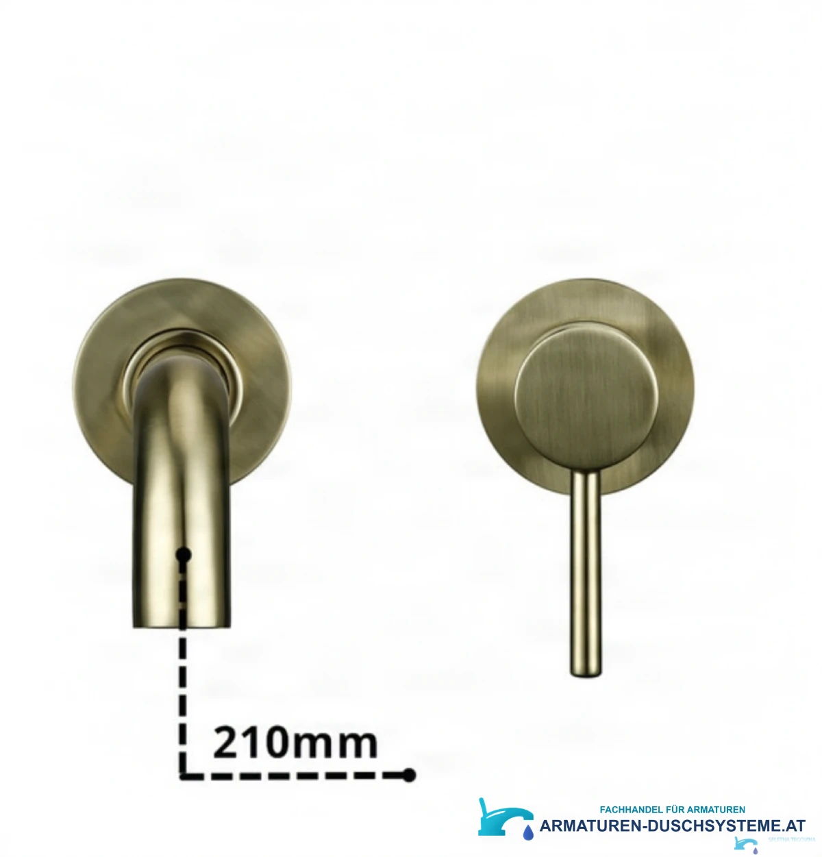 EYN Wand-Badarmatur BGW1644 in gebürstetem Antikgold mit 210-mm-Auslauf