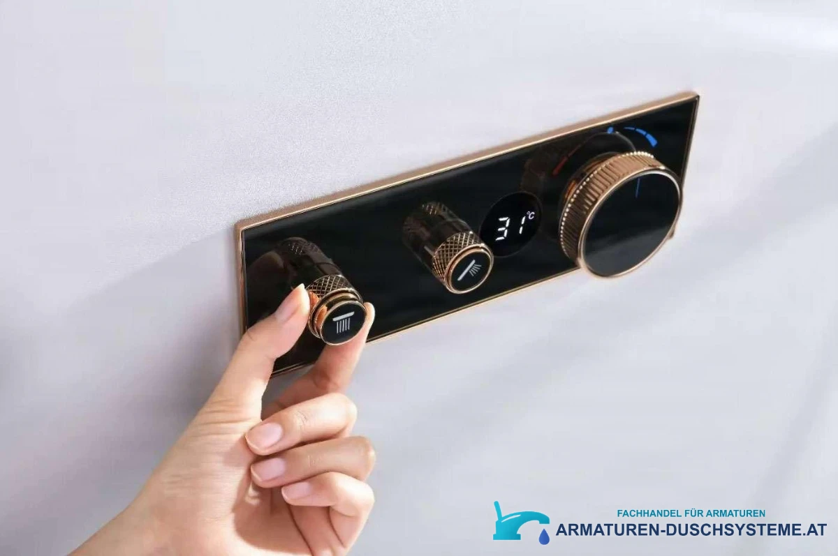 Luxus-Thermostat-Duschsystem ELITE EDITION BCS1603 – seitliche Ansicht der Duschsteuerung