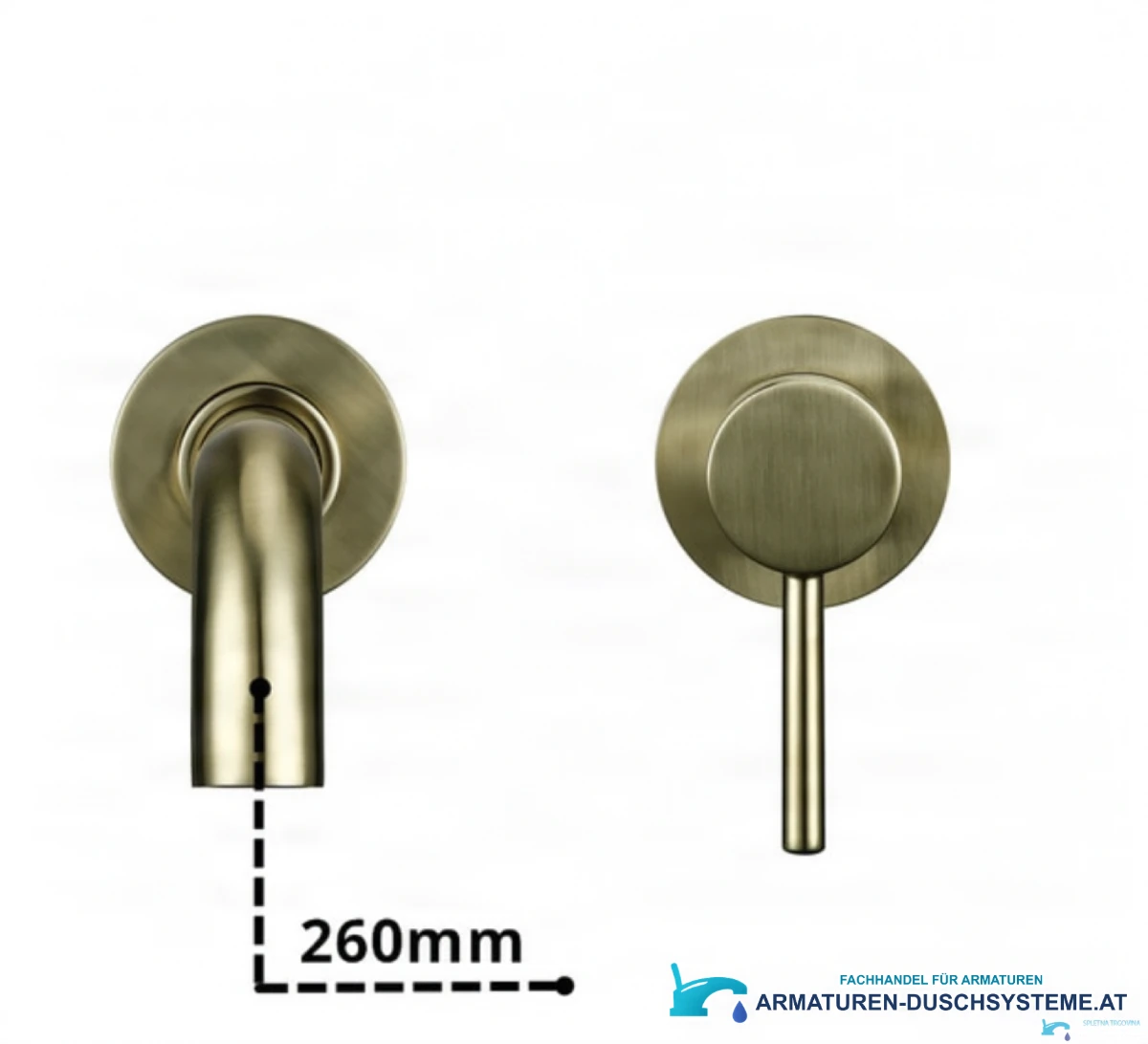 Technische Ansicht der Wand-Badarmatur EYN BGW1644 mit 260 mm Ausladung