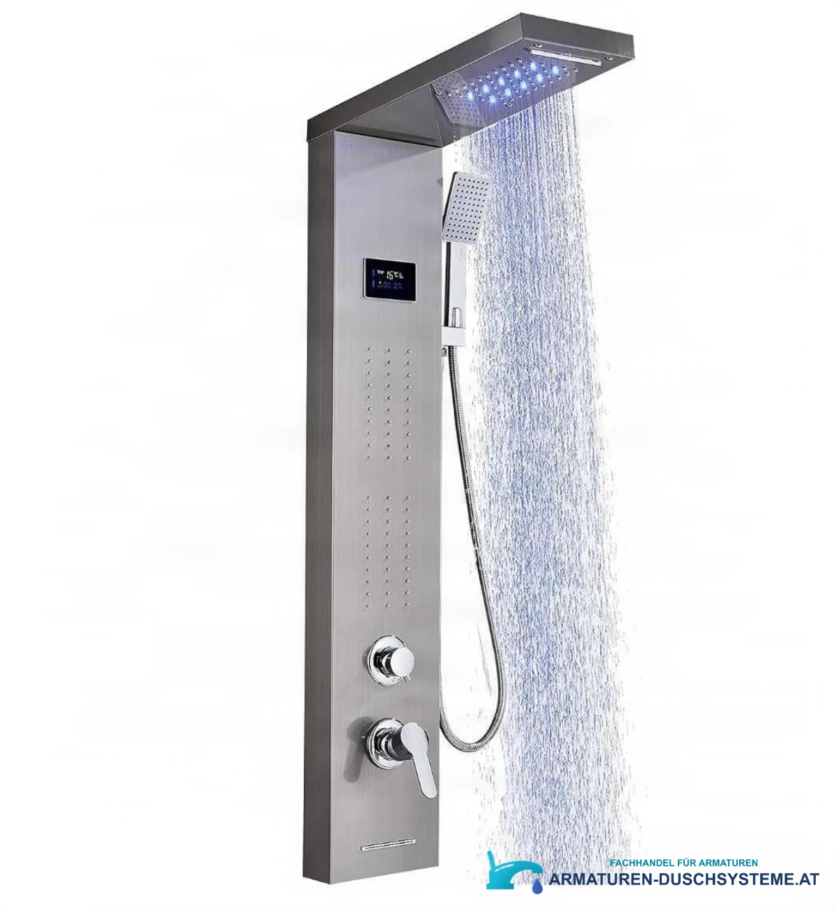 Luxus LED-Duschpaneel BSP1912 in gebürstetem Silber