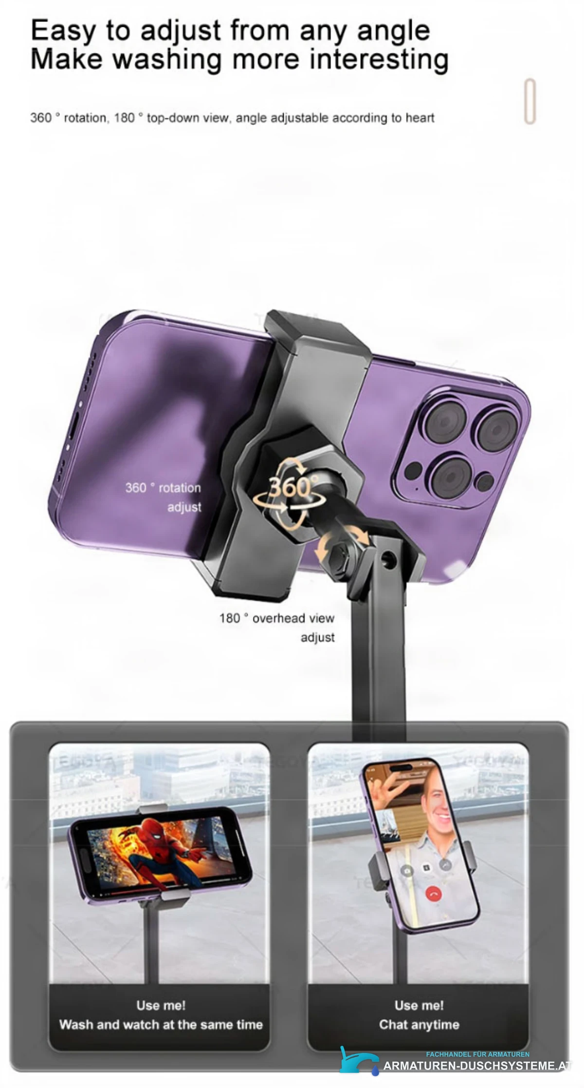 Detail der verstellbaren Smartphone-Halterung der Luxusspüle ELITE EDITION KS2299