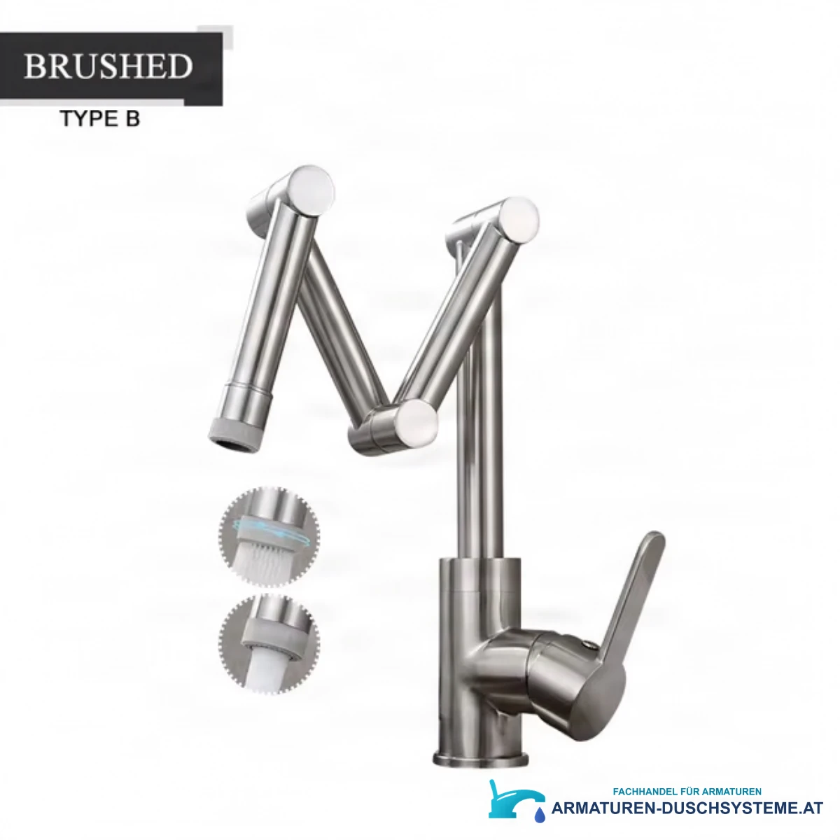 Messing-Badarmatur ELITE EDITION KS1409 mit LED in gebürstetem Silber
