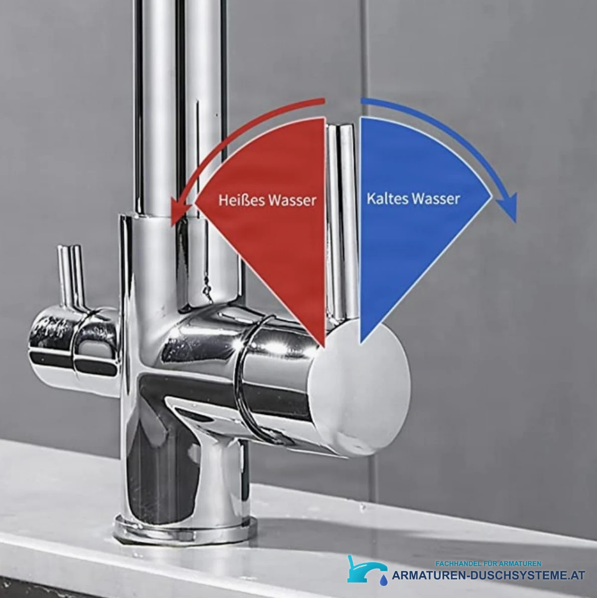 Küchen-Filterarmatur mit drei Leitungen KF1459 in Chrom