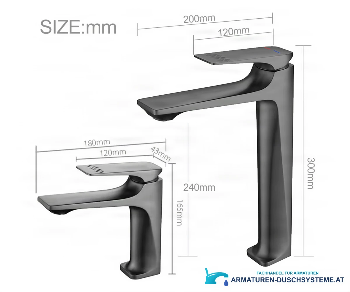 Edelstahlarmatur für Küche und Bad ELITE EDITION BS2150 in gebürstetem Graphitgrau