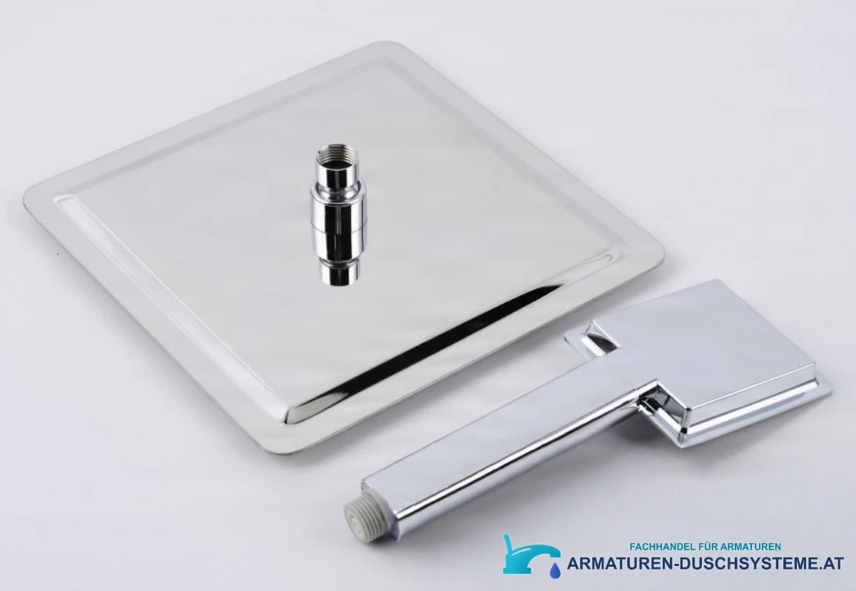Unterputz-Duschsystem PT94731 – quadratische Kopfbrause und Handbrause in Chrom