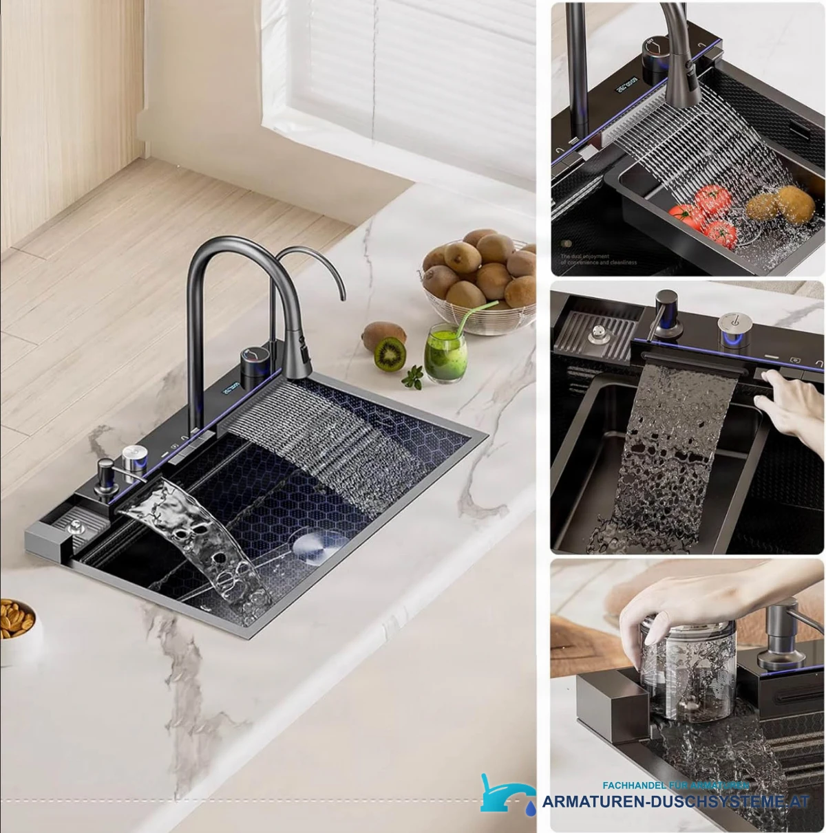 Luxuriöse Küchenspüle ELITE EDITION KS2199 in glänzendem Schwarz