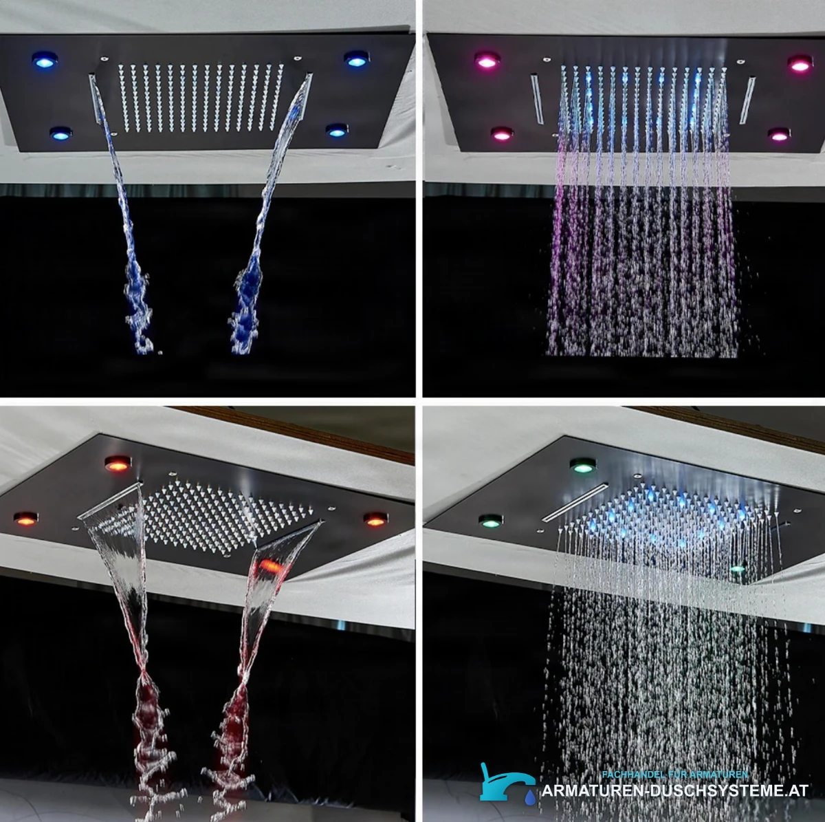 Funktionen des Unterputz-LED-Duschsystems PT8899: Regen- und Wasserfallstrahlen