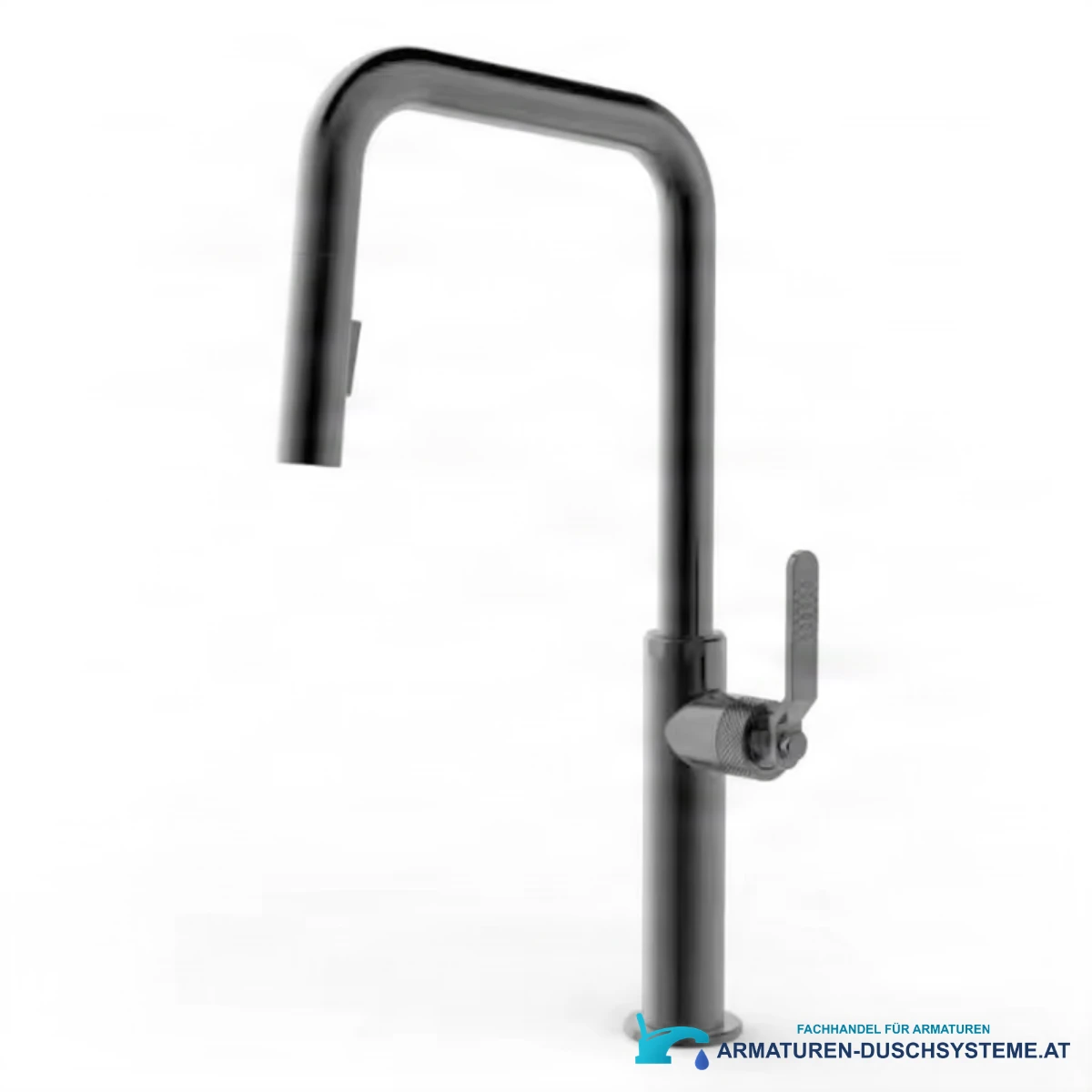 Moderne 304-Edelstahl-Küchenarmatur ELITE EDITION KF1692 – Schwarz in Schrägansicht